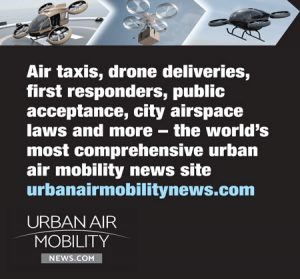 Advert for Urban Air Mobility News dot com. Click for website